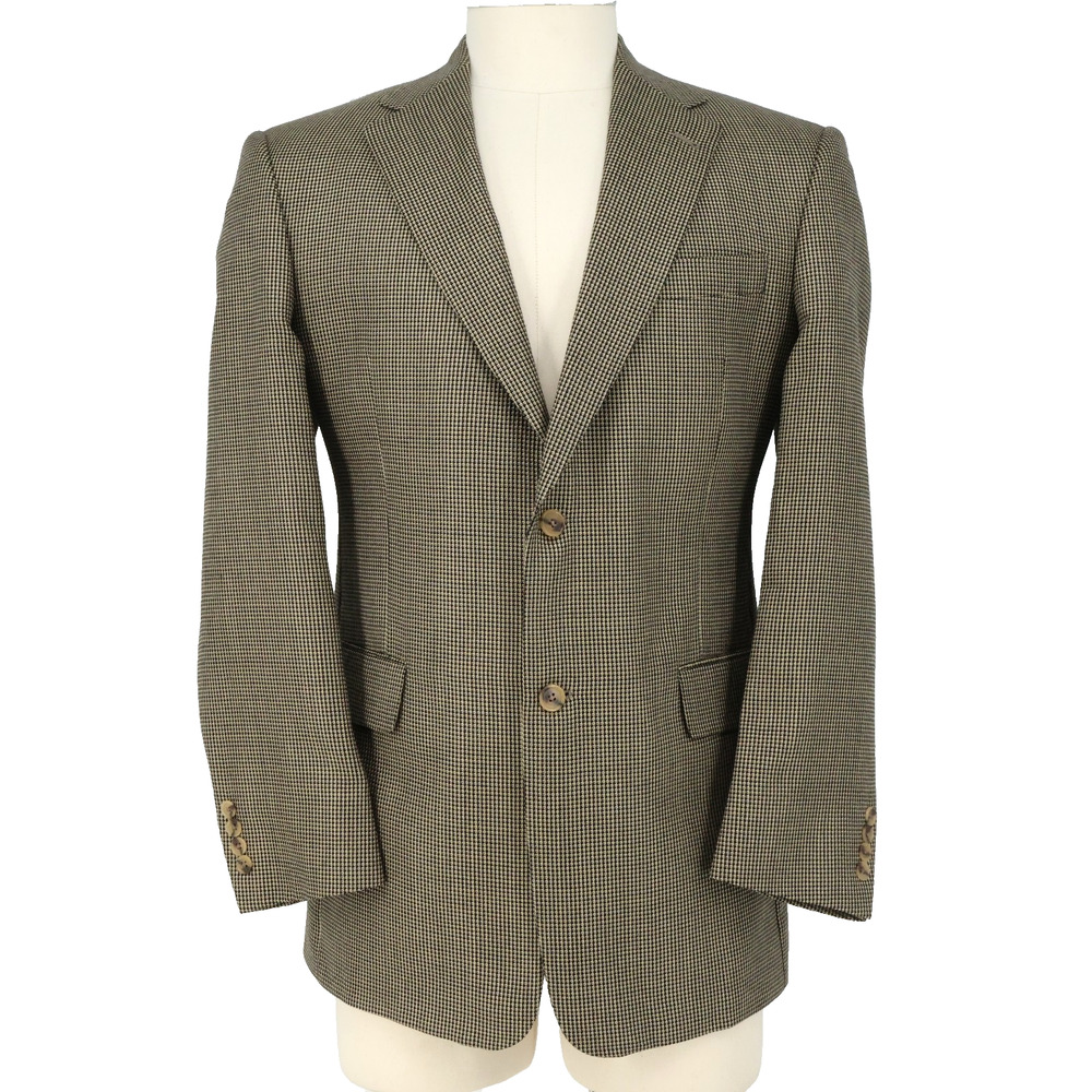 Hart Schaffner Marx Sport Coat Mens 40R Brown Plaid Wool Lined Blazer Jacket